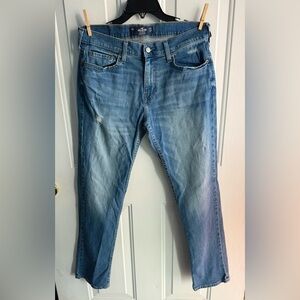 HOLLISTER Slim Straight Epic Flex Men’s Jeans Light Wash Distressed SIZE W31 L32